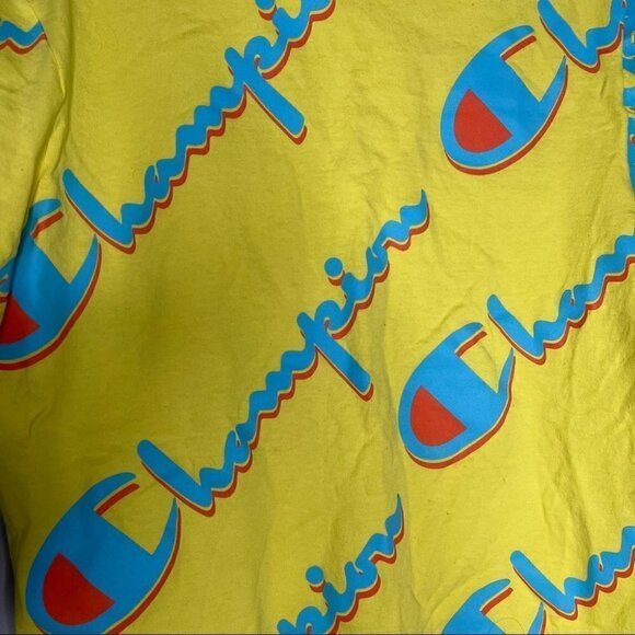 Champion Heritage Mens Yellow All Over Print Graphic Tee - Picture 3 of 6